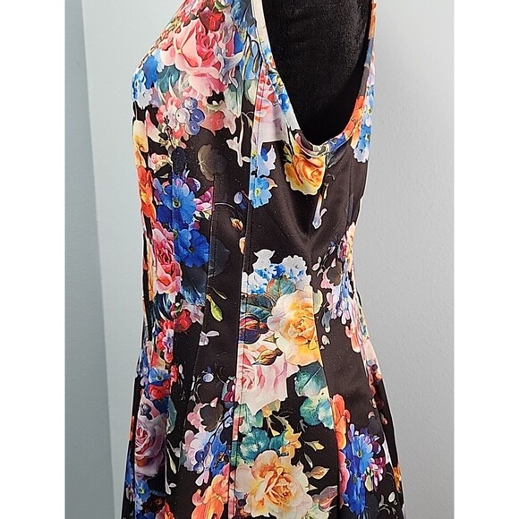BETSEY JOHNSON Scuba Dress Fit & Flare Front Zip Sleeveless Floral Size 14 - Picture 11 of 13